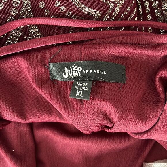 Jump Apparel Dress Juniors XL Burgundy Glitter Open Back - Picture 5 of 8